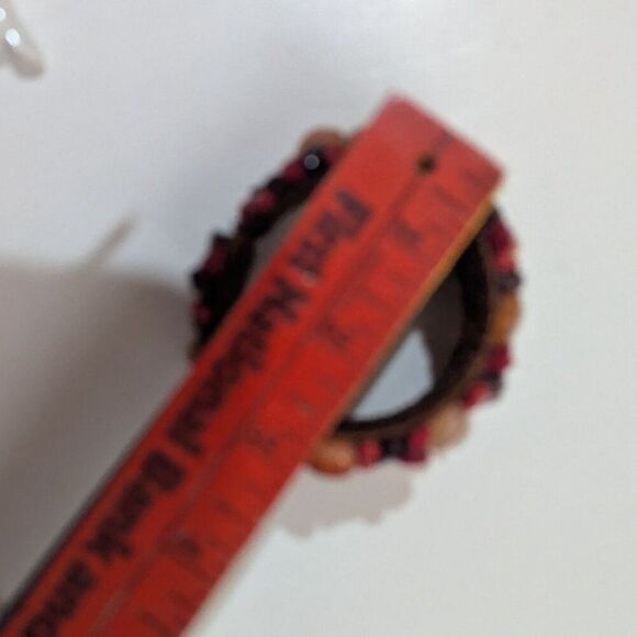 Red & Orange Gemstone Beads Clamp Bracelet Woven Boho Style Handmade Adjustable - Picture 5 of 5